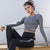 Img 2 - Fitness Long Sleeved T-Shirt Women Yoga Sporty Bare Belly Cross Quick Dry Tops