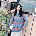 Popular Inspired Matching All-Matching Unique Carrot Pattern Lazy Knitted Sweater Women Tops Outerwear