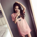Img 1 - Women Summer Korean Mid-Length Printed Round-Neck Loose Short Sleeve T-Shirt Plus Size Dress