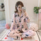 Pajamas Women Cotton Long Sleeved Korean Plus Size Cardigan Loungewear Sets Summer Sleepwear