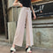 Img 3 - Ice Silk Knitted Wide Leg Pants Women Vintage Minimalist Lace High Waist Loose Cozy Casual