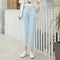 Cotton Blend Ankle-Length Pants Summer Thin Straight Loose Casual Women Slim-Fit Pants