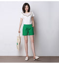 IMG 116 of Summer Cotton Blend Shorts Women Casual Plus Size Candy Colors Thin Loose Pants Short Hot Shorts