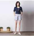 IMG 128 of Summer Cotton Blend Shorts Women Casual Plus Size Candy Colors Thin Loose Pants Short Hot Shorts