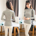Img 3 - Korean Half-Height Collar Solid Colored Slim Look Long Sleeved Undershirt Sweater Minimalist All-Matching Women