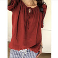 Img 5 - Popular Europe Women Shirt Solid Colored Trendy V-Neck Long Sleeved Tops Blouse