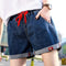 Img 1 - Denim Shorts Women Summer High Waist Elastic Slim Look Wide Leg Folded Korean Bermuda Plus Size Loose