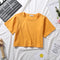 Bare Belly Tops White Short T-Shirt Women Summer Sleeve Korean Solid Colored Student High Waist Bare-Belly Loose All-Matching T-Shirt