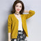 Solid Colored V-Neck Knitted Single-Breasted Cardigan Korean Women Sweater Shawl Outerwear