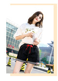 IMG 112 of Denim Shorts Women Summer High Waist Elastic Slim Look Wide Leg Folded Korean Bermuda Plus Size Loose Shorts