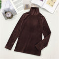 IMG 121 of Solid Colored High Collar Warm Tops Gold Undershirt Under Women Long Sleeved T-Shirt Outerwear
