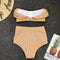 IMG 119 of Women Two Piece Swimsuit Niche Striped Ruffle Collar High Waist Bikini Swimwear