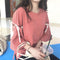 Img 2 - Korean Loose Women Student Solid Colored Tops See Through Half Sleeved T-Shirt