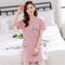 Summer Women Round-Neck Thin Pyjamas Knitted Cotton Short Sleeve One-Piece Mid Length Loungewear Sleepwear