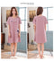 IMG 134 of Summer Women Round-Neck Thin Pyjamas Knitted Cotton Short Sleeve One-Piece Mid Length Loungewear Sleepwear