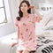 Summer Women Round-Neck Thin Pyjamas Knitted Cotton Short Sleeve One-Piece Mid Length Loungewear Sleepwear