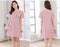 IMG 126 of Summer Women Round-Neck Thin Pyjamas Knitted Cotton Short Sleeve One-Piece Mid Length Loungewear Sleepwear