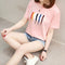 Img 7 - Summer Korean Alphabets Printed Short Sleeve T-Shirt Women Student Loose All-Matching Tops