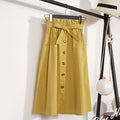 Img 11 - Summer Art Long Mid-Length Short Women High Waist Single-Breasted A-Line Skirt