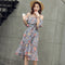 Img 3 - Summer Korean Sweet Look Tube Spaghetti Strap Floral Dress Mid-Length Bare Shoulder Flare Dress
