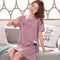 Summer Women Round-Neck Thin Pyjamas Knitted Cotton Short Sleeve One-Piece Mid Length Loungewear Sleepwear