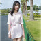 Women Mid-Length Summer Korean Plus Size Loose Tops Slim-Look V-Neck Dress