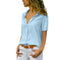Img 1 - Europe Solid Colored Short Sleeve Lapel Women Tops Popular Blouse
