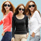 Img 2 - Solid Colored Long Sleeved T-Shirt Women High Collar Warm Undershirt