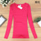 Solid Colored Long Sleeved T-Shirt Women High Collar Warm Matching Outerwear