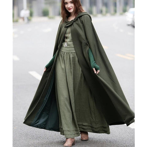 Europe Hooded Shawl Lengthen Coat Women Outerwear