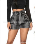 Europe Women Striped Printed Strap Casual Shorts