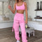 IMG 121 of Europe Women Sexy Slim Look Yoga Sporty Strap Tank Top Casual Pants Sets Two-Piece Activewear