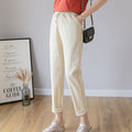 Img 2 - Casual Women Cotton Blend Long High Waist Lace Ankle-Length Slim Fit Pants