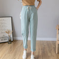 Img 1 - Casual Women Cotton Blend Long High Waist Lace Ankle-Length Slim Fit Pants