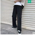 French Cargo Pants Women Loose BF High Waist Straight Stylish Slim Look Drape Wide Leg Floor Length Long Pants