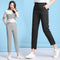 Img 3 - Casual Cropped Pants Women Summer Korean Cotton Blend Ankle-Length Loose Slim Look Plus Size