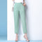 Casual Cropped Pants Women Summer Korean Cotton Blend Ankle-Length Loose Slim Look Plus Size Pants