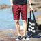 Img 7 - Summer Cotton Plus Size Casual Shorts Men Bermuda Solid Colored Pants Beach Elastic Shorts