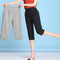 Img 2 - Casual Cropped Pants Women Summer Korean Cotton Blend Ankle-Length Loose Slim Look Plus Size