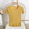 Img 2 - Summer Silk Sweater Short Sleeve Knitted T-Shirt Women Round-Neck Fitting Tops Undershirt Thin