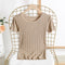 Img 5 - Summer Silk Sweater Short Sleeve Knitted T-Shirt Women Round-Neck Fitting Tops Undershirt Thin