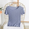 Img 3 - Summer Silk Sweater Short Sleeve Knitted T-Shirt Women Round-Neck Fitting Tops Undershirt Thin