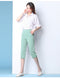 IMG 121 of Casual Cropped Pants Women Summer Korean Cotton Blend Ankle-Length Loose Slim Look Plus Size Pants