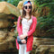 Korean Pocket Loose Thin Long Sleeved See Through Mid-Length Sweater Cardigan Women Outerwear