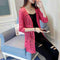 Korean Pocket Loose Thin Long Sleeved See Through Mid-Length Sweater Cardigan Women Outerwear