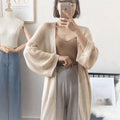 IMG 123 of Loose Plus Size Pound Lazy Mid-Length Thin Sweater Cardigan Women Outerwear