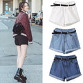 Img 4 - High Waist Denim Shorts Women Summer Loose Slim Look Wide Leg Pants Folded All-Matching Hot Korean