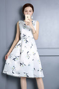 Img 6 - Summer Women Korean Printed Mid-Length Sleeveless Dress Flare Trendy A-Line Dress