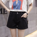 Img 5 - Denim Shorts Women Summer High Waist Loose Folded Hot Pants Korean A-Line Student Wide-legged