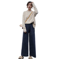 Img 5 - Drape Wide Leg Pants Women High Waist Floor Length Long Summer Straight Jeans Loose Slim Look Suits Casual